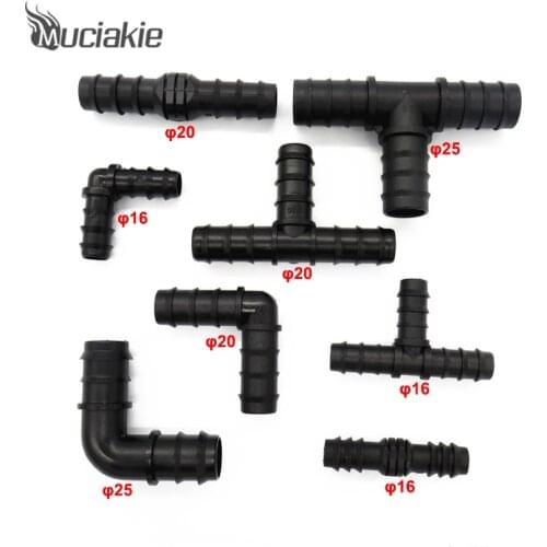 MUCIAKIE PE Pipe Connectors Garden Watering Fittings 90 Degrees Elbow 3-way Plastic Connectors for Gardening Pipe Irrigation