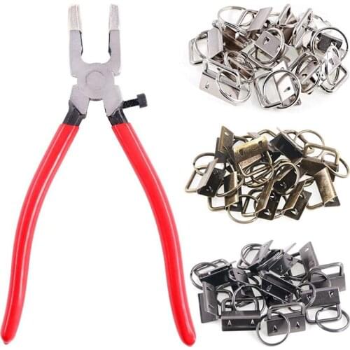New 36 Sets 25mm 3 Colors Key Fob Hardware with 1Pcs Key Fob Pliers, Glass Running Pliers Tools with Jaws
