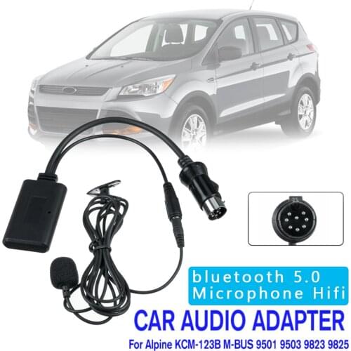 5-12V 8Pin Original Aux Audio Bluetooth HIFI Cable Adapter Microphone HD Audio Transmission For Alpine KCM-123B M-BUS
