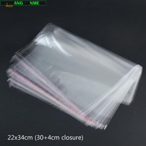 100pcs/lot 22x30+4cm clear OPP self adhesive storage packing bags for magazines, newspapers, photos, CDs, bread, popcorn, nuts