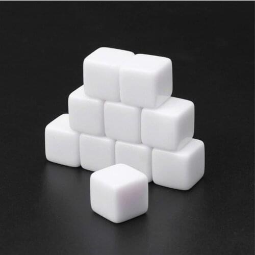 50Pcs 12mm 14mm 16mm 18mm 20mm Glossy D6 white blank dice Light Plate With Square Angle For Kid DIY Write Painting Graffiti