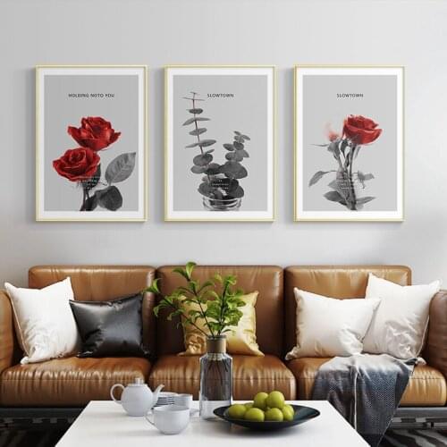Nordic Poster Beauty Life Red Flowers Pictures Rose Wall Art Prints Canvas Painting For Living Room Modern Home Decoration