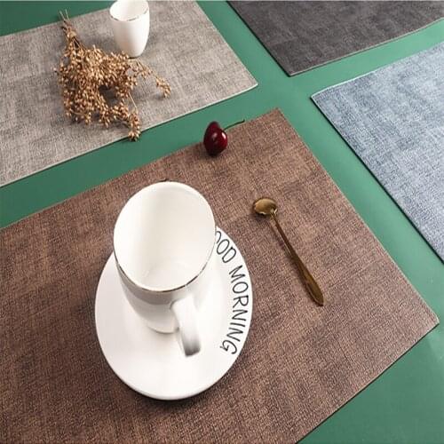Durable Rectangle Artificial Leather Placemat Home Decor Waterproof Non-slip Mat Heat Insulation Coaster for For Dinning Table