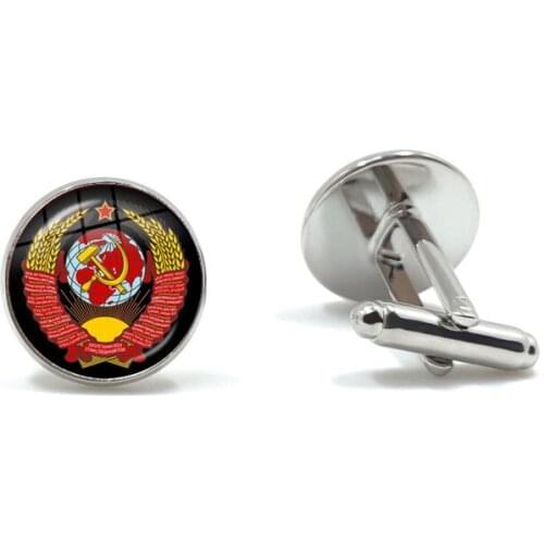 Vintage USSR Soviet Badges Sickle Hammer Cufflinks CCCP Russia Emblem Communism Sign Top Grade Cuff Button For Men Shirt Gift