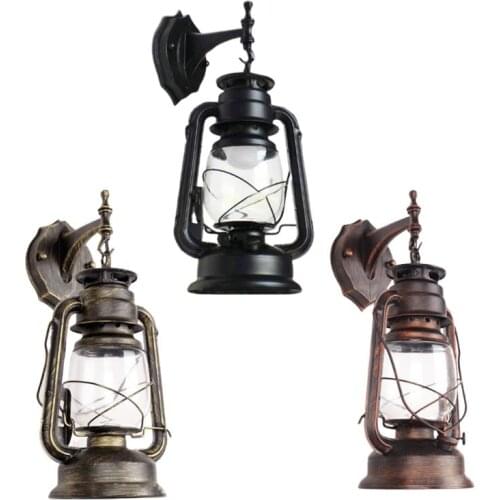 E27 Retro Antique Vintage Rustic Lantern Lamp Wall Sconce Light Fixture Outdoor Adjustable Angle Of Light Suitable Exterior Wall