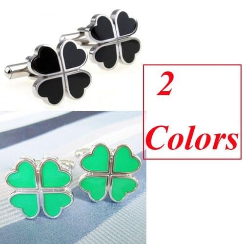 2 Colors Four Leaf Clover Cufflink Cuff Link Free Shipping