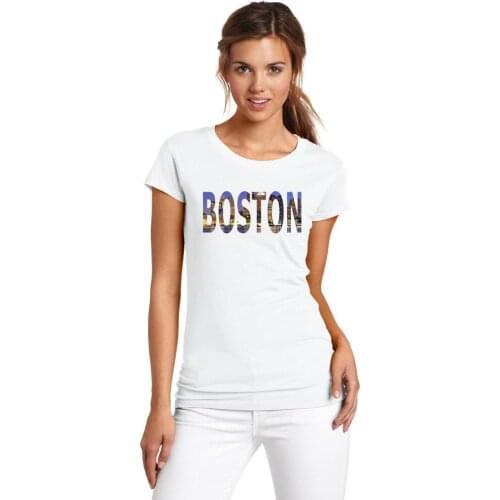BLWHSA Womens Corfortable Short Sleeve Scoop neck T-Shirt Purpose Tourism City Boston Printed Summer Women T Shirt