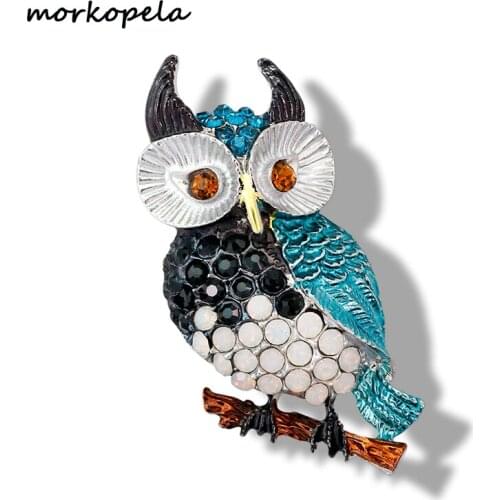 Morkopela Owl Bird Brooch Colorful Enamel Pins For Women Vintage Banquet Clothes Brooches Jewelry Scarf Sweater Clip