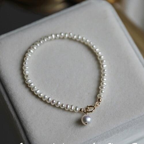 2021 New 100% Real 4mm Pearl Bracelet Natural Freshwater Pearl handmade bracelets For Women Jewelry Gift