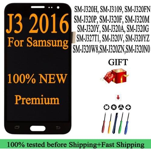 100% NEW J320H J3109 J320FN J320P Super OLED LCD Display For Samsung Galaxy J3 2016 j320 j320a j320f Screen Touch Digitizer