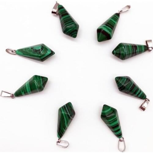 1pcs charms malachite natural Crystal Stone Drop prism pendant Pendant for Jewelry making