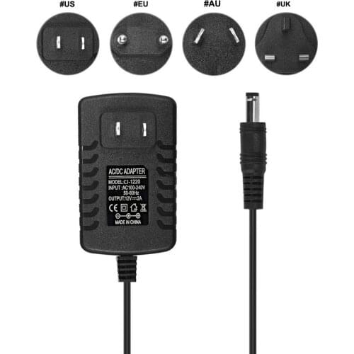 100pcs CCTV Camera DC 12V 2A Power Adapter Supply 12V 2000mA US EU AU UK Wall Plug IC Solution Lighting Transformer