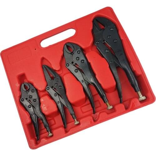 4Pcs/Set Hand Jaw Pliers Locking Vise Grip 5"/7"Curved Jaw Locking Pliers 6.5"Long Nose 10“Stright Pliers