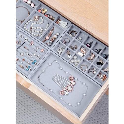 4Pcs Stackable Ring Necklace Bracelet Tray Kit Display Jewelry Drawer Storage LX9E