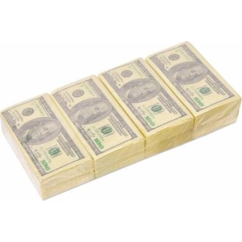 8 Packs Napkin Paper 100 Dollar Raw Wood Pulp Facial Tissue Handkerchief Wedding Birthday Disposable Tableware C1FF