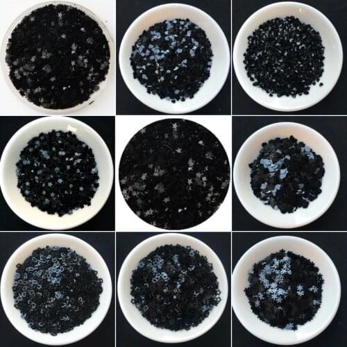 20g Black Color Multi Star Heart Diamond Snowflake shape Sequins Paillettes for Nails Art manicure,wedding decoration confettis