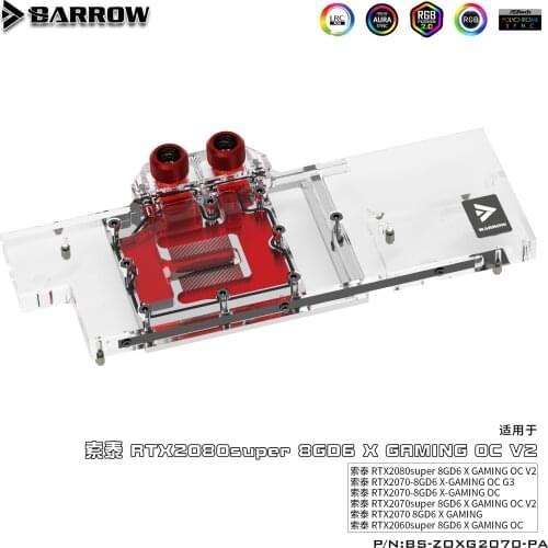 Barrow BS-ZOXG2070-PA, LRC 2.0 Full Cover Graphics Card Water Cooling Blocks, for Zotac RTX2070-8GD6 X-OC Gaming G3