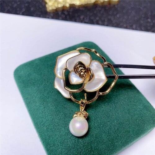 Flower Brooch Pin Mountings Findings Settings Base Parts Fitting Women Accessories for Pearls Agate Jade Crystal Party Gift