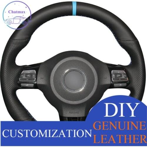 For Volkswagen GTI Scirocco steering wheel cover black artificial leather customAnti-slip fit all season