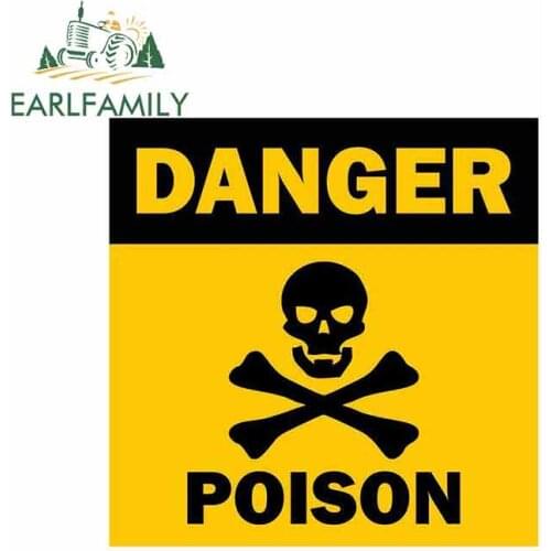 EARLFAMILY 13cm x 13cm Tuning Decal Car Motorcycles Danger Warning Sign Poison Skull Bumper Car Sticker
