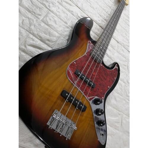 Electric guitar bass Jazz Bass 4-Strings Sunburst color Rosewood Fingerboard Red ice flower Pickguard Paypal available!Bs-5