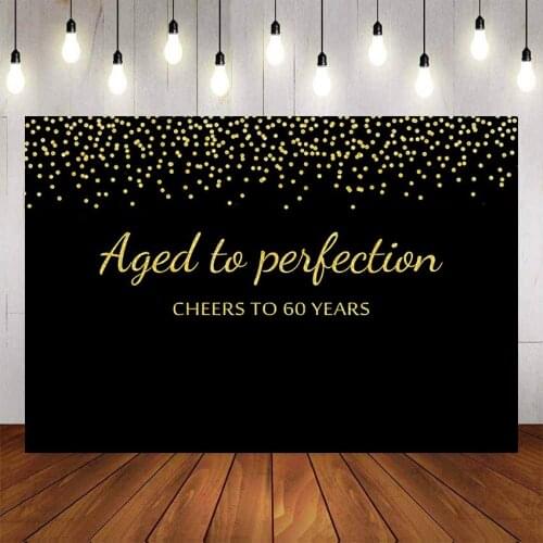 Mehofond Photography Background Aged to perfection banner Black and gold Birthday Custom Backdrop Photophone Photo Studio Props