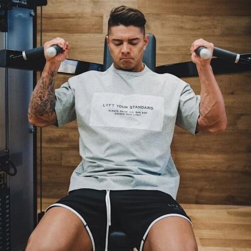 Summer New Fitness Mens Casual Sports T-shirt, Cotton Loose Large Size Short Sleeve