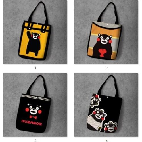 IVYYE Kumamon Fashion Anime Foldable Canvas Shopping Bag Casual Shoulder Bags Customized Tote Handbag Lady Girls New