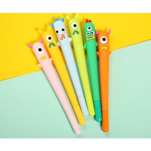 Creative Silicone Gel Pen 0.5 Mm Cute Little Monster Cartoon Pen Novelty Stationery Kawaii Signature Pen School School Supplies