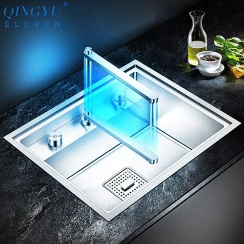 Kitchen Sink Double Cover hidden Single Large Size 304 Stainless Steel 4mm Thickness Handmade Brushed kitchen Sink