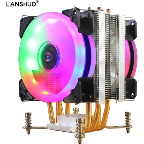 LANSHUO Intel X79 X99 LGA2011 Cooler Cpu RGB 4 Heatpipe CPu Fan cooling heat sink 90mm Radiator x299
