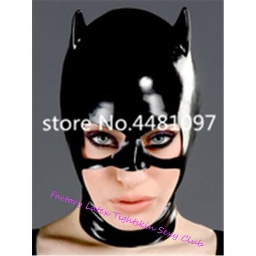 Latex Mask Rubber Unisex Hood Cosplay Animal Mask with Antenna Rubber Fetish Cosplay Mask Latex Headgear Customized XS-XXL