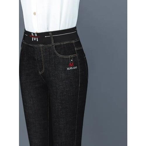 Summer Single/Plus Velvet Jeans Trousers Thin Section Middle-Aged High-Waisted Jeans Women Winter New Slim Little Feet Long Pant