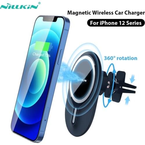 Magnetic Wireless Car Charger Holder for iPhone 12 Pro Max Nillkin Fast Wireless Charger Phone Holder Mount For iPhone 12 6.1