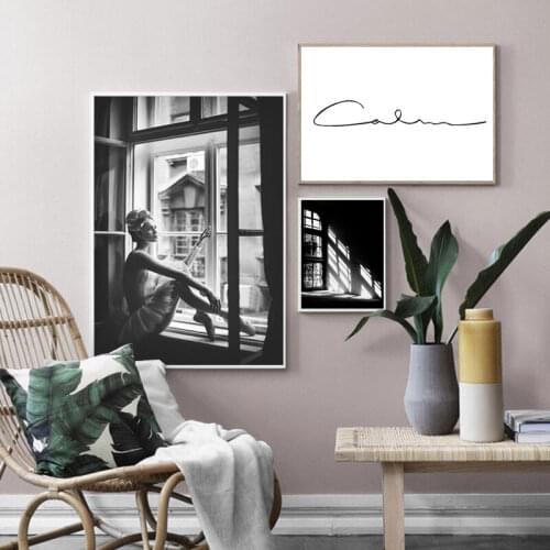 Ballet Girl Fashion Wall Art Black and White Minimalist Decorative Painting Painting Pictures Canvas Prints for Room Poster