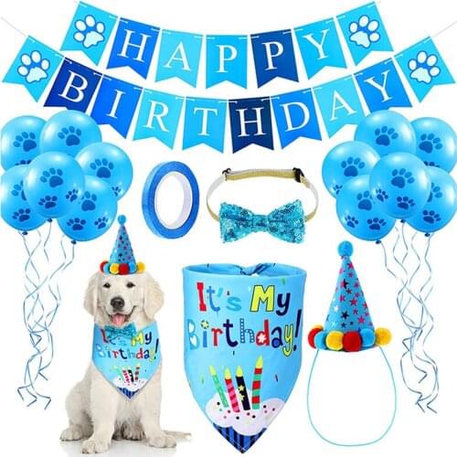 DIY Birthday Banners Set Pet Birthday Party Theme Fashion Balloon Decoration For Home Ornaments Decoration Puppy Dog Accessories