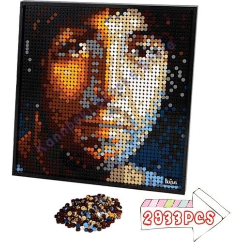 New 2933PCS Portrait Pixel Art Band Building Blocks Bricks 4 Type Mosaic DIY MOC Toys Children Christmas Gift Decoration Puzzle