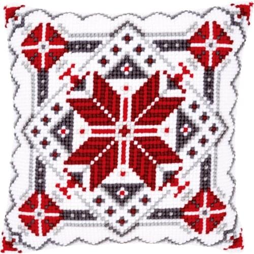 DIY Cross Stitch Cushion Cover Snow Crystal II Needlepoint Kit Printed Canvas Chunky Yarn Cross-stitch Pillow Case Arts & Crafts
