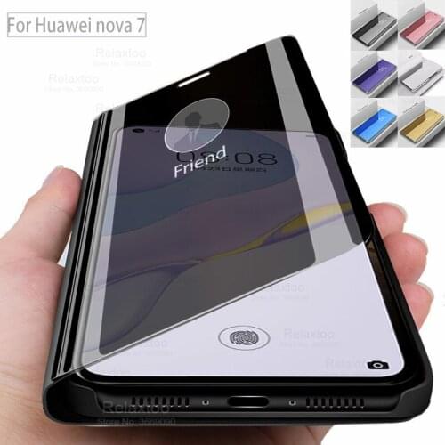 Nova 7 case smart mirror flip cover cases for Huawei nova 7 nova7 7 nova huaweinova7 phone stand book cover coque JEF-AN00 6.53