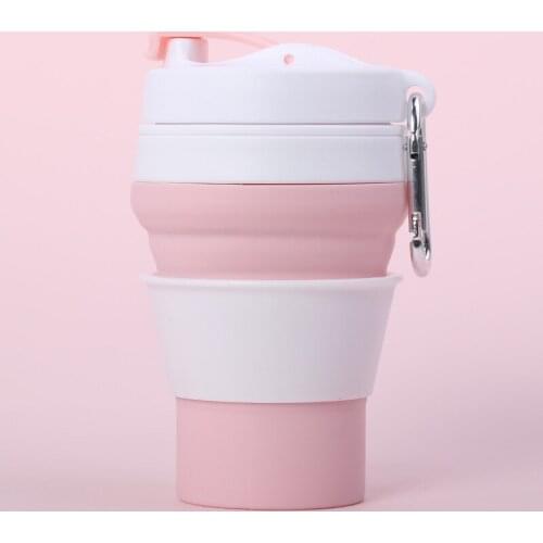 Food Grade Silicone Cup Silicone Folding Coffee Cup Travel Portable Water Cup High Temperature Resistant Cup with Straw