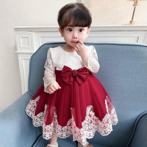2021 new subdivision Shurei dress long-sleeved garment dressing baptism dress butterfly butterflies knot pearl princess dress