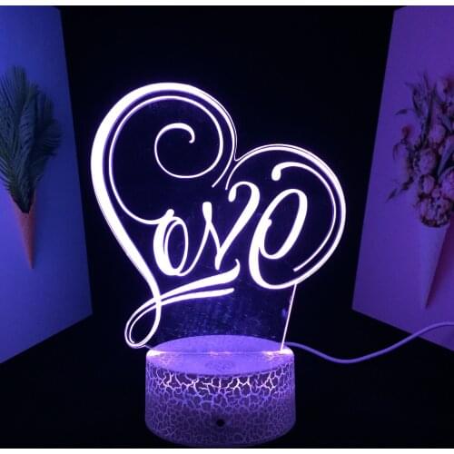 Valentines Day Gifts 3D LED Night Light for Wedding Home Room Decor Proposal Atmosphere Light Boy Friend or Girl Friend Gift