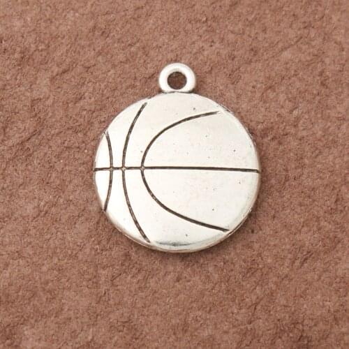 RAINXTAR Antique Silver Color Alloy Basketball Sport Charms 18*22mm 10pcs AAC1865