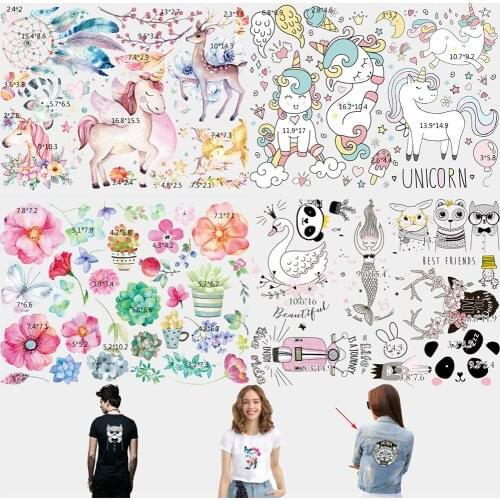 Cute Cartoon Animals Iron On Patches T-shirt Jeacket Decoration Heat Transfer Stickers Printing On Clothes A-level Washable
