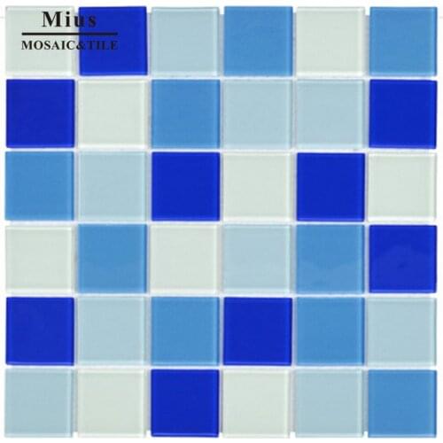 Blue mix crystal glass mosaic tile bathroom decoration border liner DIY wallpaper