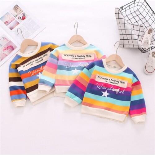 Girl Sweatshirt Kids Costume Printed Outerwear Tops Children Colorful Striped Letter Star Baby Clothes Sweatshirt for girls