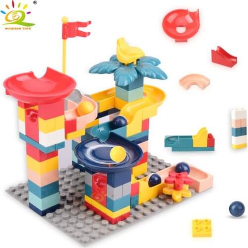UKBOO 85pcs Colours Marble Race Run Maze Balls Building Blocks City Funnel Slide Big Large Size Bricks Educational Baby Toys