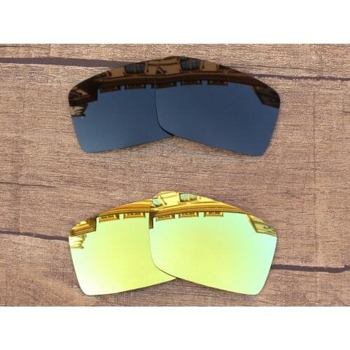 Vonxyz 2 Pairs Stealth Black & 24K Mirror Polycarbonate Replacement Lenses for-Oakley Twitch Frame