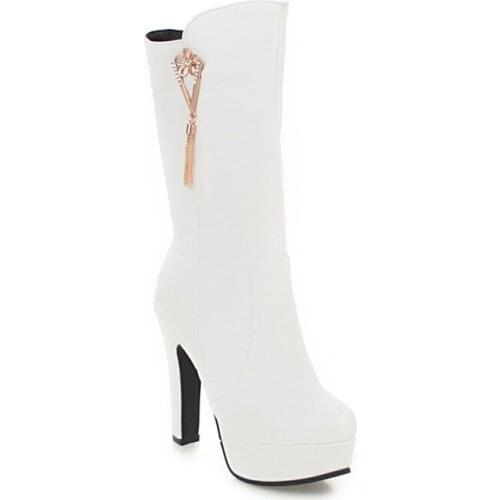 Big Size 9 10 11-14 boots women shoes boots for women ladies boots Water drill pendant side zipper