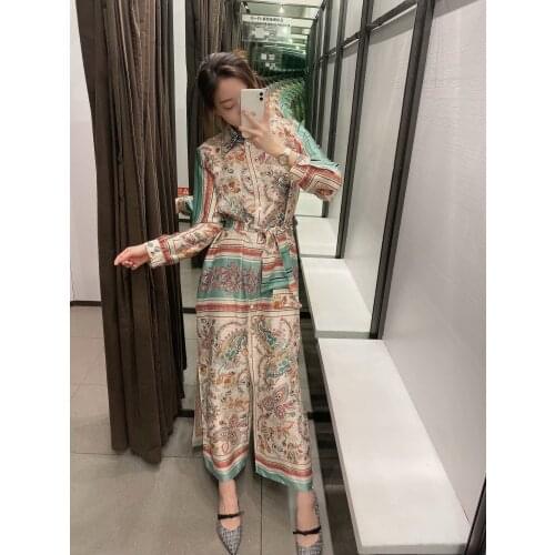 Summer Autumn New National Retro Color Cashew Printed with Saches Long Sleeve Long Dresses Women Vestidos Fashion Streetwear 202